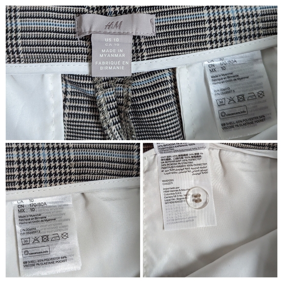 H & M plaid slim trousers checkered mid rise - Picture 4 of 9